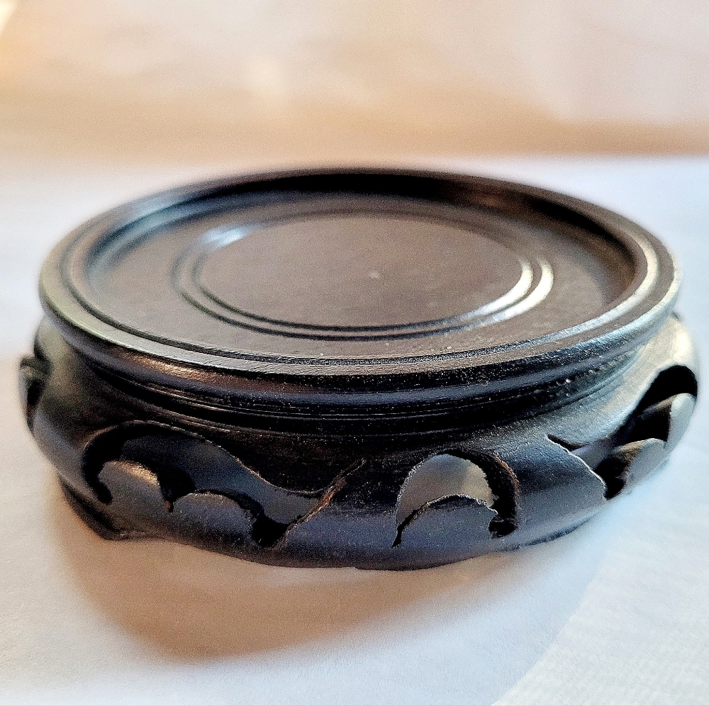 Black Carved Wood Decorative Stand